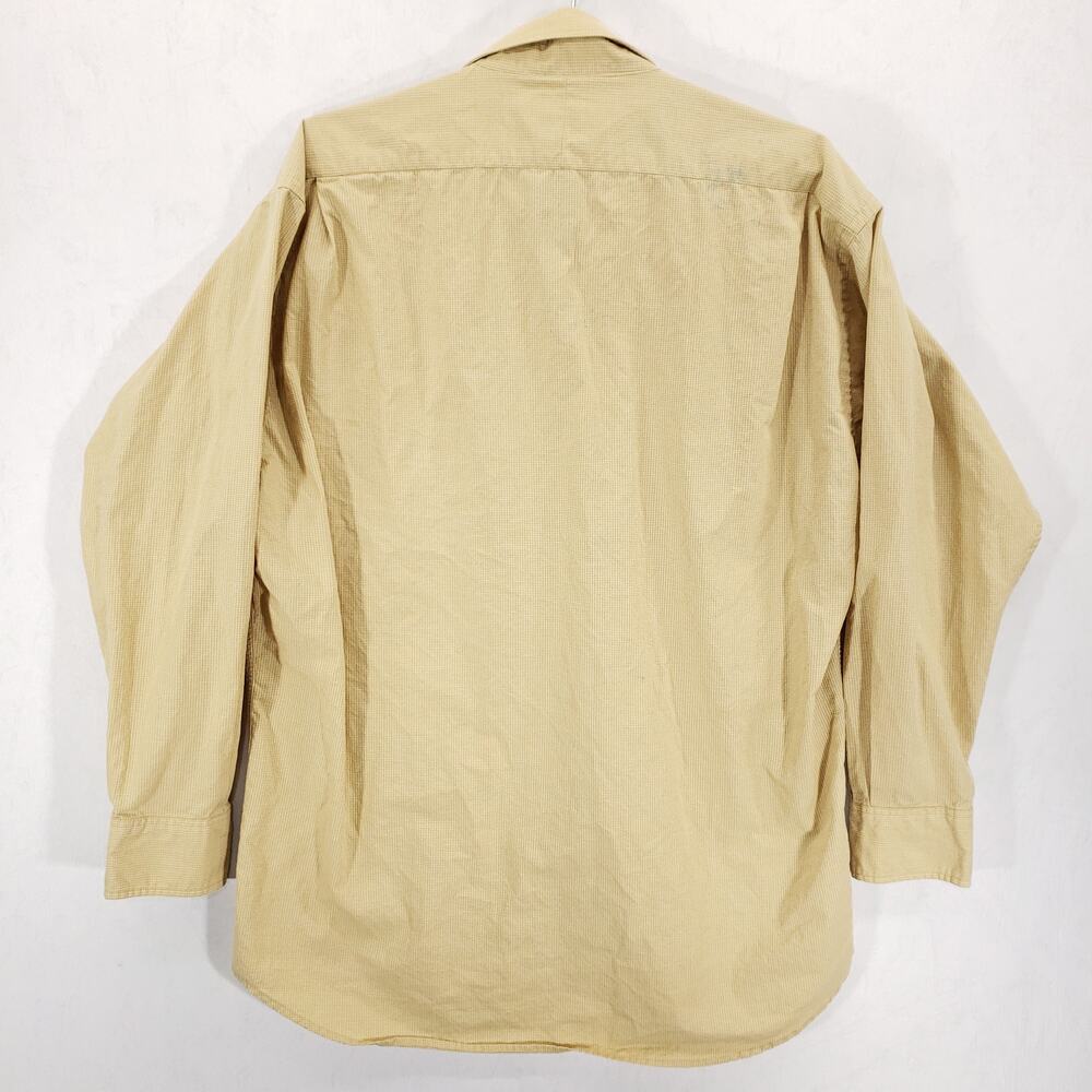 Vintage Chaps Ralph Lauren Dress Shirt Mens Extra Large Tan Check Button Up Top - Picture 5 of 11